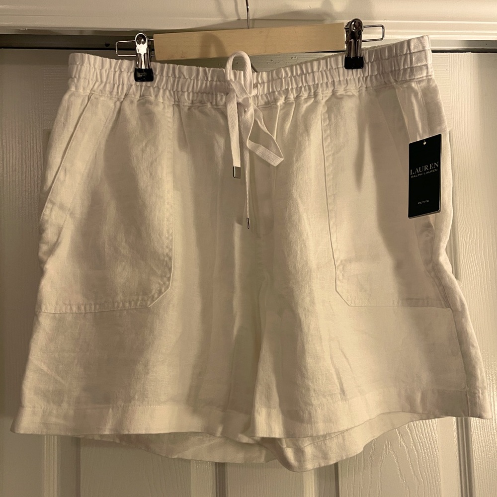 Ralph Lauren women’s white linen shorts. New w/ tags; never worn.